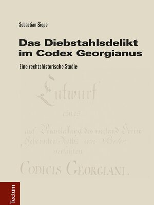 cover image of Das Diebstahlsdelikt im Codex Georgianus